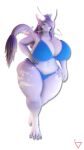 3d_(artwork) 5_fingers absurd_res alpha_channel anthro asian_mythology barbel_(anatomy) big_breasts bikini bikini_bottom bikini_top blender_(artwork) bottomwear breasts claws clothed clothed_anthro clothed_female clothing digital_media_(artwork) dragon east_asian_mythology eastern_dragon eyebrows eyelashes feet female female_anthro fingers flesh_whiskers fur furred_dragon furred_scalie glowing glowing_horn hair hand_on_leg hand_on_thigh hi_res horn huge_breasts japanese_mythology kazumi_tatsuo latiospegasus long_hair long_tail looking_at_viewer markings mythological_creature mythological_scalie mythology navel partially_clothed purple_body purple_claws purple_fur purple_hair raised_tail scalie simple_background solo standing star_(marking) straight_hair swimwear tail tail_tuft thick_thighs topwear transparent_background tuft two-piece_swimsuit watermark