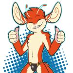 1:1 2017 4_fingers alien alpha_channel antennae_(anatomy) anthro biped black_briefs black_claws black_clothing black_underwear briefs briefs_only claws clothed clothing digital_drawing_(artwork) digital_media_(artwork) dipstick_antennae disney experiment_(lilo_and_stitch) eyes_closed fan_character ferlo finger_claws fingers flat_colors front_view fur grin lilo_and_stitch male multicolored_antennae multicolored_body multicolored_fur navel orange_body orange_fur outline pawpads pink_nose pink_pawpads red_body red_fur shiuk simple_background slim_anthro slim_male smile solo telegram_sticker topless topless_anthro topless_male transparent_background two_tone_body two_tone_fur underwear underwear_only white_body white_fur