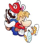 1:1 2025 4_fingers alpha_channel anthro back_to_back big_nose blonde_hair blue_clothing blue_eyes blue_overalls brown_facial_hair brown_mustache button_(fastener) clothed clothed_anthro clothed_humanoid clothed_male clothing colored crossover digital_drawing_(artwork) digital_media_(artwork) duo english_description facial_hair fingers floating_hands footwear fur hair hat headgear headwear hoodie humanoid lagomorph light lighting long_ears low_res lute male male_anthro male_humanoid mammal mandolin mario_bros mario_plus_rabbids_kingdom_battle mario_plus_rabbids_sparks_of_hope mitten_hands musical_instrument mustache nintendo noseless overalls pink_inner_ear pink_mouth pitafish playing_mandolin playing_music playing_ukulele plucked_string_instrument purple_clothing purple_hoodie purple_topwear rabbid rabbid_mario raving_rabbids rayman rayman_(series) raypeople_(rayman) red_clothing red_hat red_headwear shaded shoes short_hair signature simple_background sitting smile smiling_at_another string_instrument tan_body tan_skin topwear transparent_background ubisoft white_body white_fur yellow_clothing yellow_footwear yellow_shoes