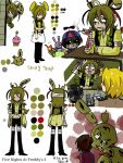  2boys :p anger_vein animal_ears bandaged_arm bandages black_sclera black_vest blonde_hair blood blood_on_bandages bonnie_(fnaf) cable clenched_teeth colored_sclera cropped_shirt cropped_vest five_nights_at_freddy&#039;s five_nights_at_freddy&#039;s_3 long_hair low-tied_long_hair medium_hair multiple_boys personification phatom_balloon_boy_(fnaf) pole-bear purple_shirt rabbit_ears shirt spring_bonnie_(fnaf) springtrap sweat teeth tongue tongue_out vest window 