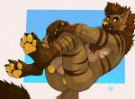 2025 anthro anus arm_tuft biped brown_body brown_fur brown_hair butt claws digital_media_(artwork) elbow_tuft finger_claws fur genitals glans green_eyes hair hi_res hyena looking_at_viewer male male_anthro mammal multicolored_body multicolored_fur negy nude_anthro nude_male pawpads paws penis smile smiling_at_viewer striped_body striped_fur striped_hyena stripes tan_body tan_fur toe_claws tuft yellow_anus yellow_glans yellow_nose yellow_pawpads