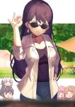  &gt;_&lt; 5girls ^_^ absurdres animal_ears bang_dream! bang_dream!_it&#039;s_mygo!!!!! black_shirt blue_eyes blurry breasts brown_eyes brown_hair cat_ears cat_girl cat_tail chibi chihaya_anon chinese_commentary closed_eyes closed_mouth collarbone commentary_request depth_of_field earrings fang grey_hair hands_up heterochromia highres hood hood_down jacket jewelry jitome kaname_raana kemonomimi_mode long_hair medium_breasts meme mole mole_under_eye multiple_girls mygo!!!!!_(bang_dream!) nagasaki_soyo on_head open_clothes open_jacket open_mouth own_hands_together parted_bangs pink_hair raana_the_cat salt_bae_(meme) shiina_taki shirt short_hair sidelocks single_earring sunglasses tail takamatsu_tomori white_hair white_jacket yellow_eyes zhong_xiansheng 