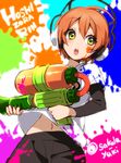  bad_id bad_twitter_id character_name green_eyes headphones hoshizora_rin love_live! love_live!_school_idol_project navel orange_hair paint sakura_yuki_(clochette) solo splatoon_(series) splatoon_1 splattershot_(splatoon) super_soaker twitter_username 