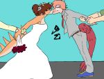 2025 5_fingers accessory anon_(snoot_game) anthro aquilops black_tie_(suit) bouquet bride_and_groom brown_hair cavemanon_studios ceratopsian clothing digital_drawing_(artwork) digital_media_(artwork) dinosaur dress dromaeosaurid eyes_closed facial_horn feathered_dinosaur feathered_scalie feathered_tail feathers female fingers flower flower_bouquet flower_in_hair goodbye_volcano_high group hair hair_accessory head_spikes holding_arm horn human interspecies jacket_ignites kissing long_tail male male/female mammal multicolored_body multicolored_scales nose_horn orange_body orange_hair orange_scales ornithischian pink_body pink_scales plant prehistoric_species reed_(gvh) reptile rosa_(gvh) scales scalie short_hair snoot_game spiked_tail spikes spikes_(anatomy) stegosaurian stegosaurus stella_(gvh_beta) suit tail tan_body tan_scales theropod thyreophoran two_tone_body two_tone_scales velociraptor watermark wedding_dress