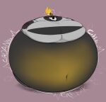 2024 absurd_res anthro belly belly_blush big_belly blush body_blush bomb close_to_bursting clothing creaking explosives hi_res huge_belly hyper hyper_belly hyper_inflation immobile inflation motion_lines onomatopoeia pink_background simple_background smokey_blokey sound_effects text torn_clothing yellow_blush