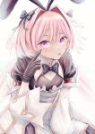  1boy absurdres animal_ears apron armlet astolfo_(fate) astolfo_(saber)_(fate) astolfo_(saber)_(third_ascension)_(fate) bell_sleeves black_bow black_dress black_gloves bow bowtie crossdressing dress essan0905 fake_animal_ears fate/apocrypha fate/grand_order fate_(series) gloves hair_bow hair_intakes highres jewelry male_focus multiple_hair_bows otoko_no_ko pink_eyes pink_hair pointing_at_cheek puffy_sleeves rabbit_ears simple_background single_hair_streak solo tongue tongue_out white_apron white_background white_sleeves 