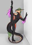absurd_res animal_genitalia anthro ark_survival_evolved blue_eyes bottomwear butt challenge clothing digital_media_(artwork) dragon flexible fur genital_slit genitals hair hi_res horn kustrin looking_at_viewer male mammal managarmr mythological_creature mythological_scalie mythology nude on_one_leg one_leg_up raised_leg scalie simple_background smile solo splits spread_legs spreading standing superplus tail tongue tongue_out vertical_splits wings yellow_body yellow_fur