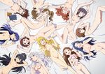  6+girls :d :o ;d absurdres adjusting_glasses adjusting_hair ahoge akizuki_ritsuko amami_haruka aqua_eyes armpits arms_behind_head arms_up ass back barefoot bed_sheet black-framed_glasses black_hair blonde_hair blue_hair blush breasts brown_eyes brown_hair cool_&amp;_sexy_(idolmaster) doll_hug double_v earrings everyone eyes_closed feet female flat_chest folded_ponytail from_above futami_ami futami_mami ganaha_hibiki glasses green_eyes grey_eyes grin hagiwara_yukiho hair_ornament hair_ribbon hairband hand_on_own_cheek happy head_rest highres hoop_earrings hoshii_miki idolmaster jewelry kikuchi_makoto kisaragi_chihaya knee_up legs long_hair looking_at_viewer looking_back looking_up lying minase_iori miura_azusa multiple_girls navel nipples nishigori_atsushi notebook nude nude_filter on_back on_side on_stomach one_eye_closed one_side_up open_hand open_mouth orange_eyes outstretched_arm outstretched_hand pen photoshop pink_eyes ponytail pussy reaching red_eyes ribbon semi-rimless_glasses shijou_takane short_hair siblings side_ponytail silver_hair sisters small_breasts smile spread_arms stuffed_animal stuffed_bunny stuffed_toy takatsuki_yayoi thigh_gap toes twins twintails uncensored under-rim_glasses v waving wink 