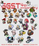  6+boys 6+girls a.b.a anniversary asuka_r._kreutz axl_low baiken beard bedman? bridget_(guilty_gear) chibi chibi_only chipp_zanuff copyright_name delilah_(guilty_gear) dizzy_(guilty_gear) elphelt_valentine everyone facial_hair faust_(guilty_gear) flag giovanna_(guilty_gear) goldlewis_dickinson guilty_gear guilty_gear_strive gun handgun happy_chaos hat highres horns i-no jack-o&#039;_valentine johnny_(guilty_gear) ky_kiske leo_whitefang mask may_(guilty_gear) millia_rage mito_anji multiple_boys multiple_girls na_remix nagoriyuki necro_(guilty_gear) paracelsus_(guilty_gear) potemkin_(guilty_gear) queen_dizzy ramlethal_valentine rei_(guilty_gear) robo-ky roger_(guilty_gear) sin_kiske slayer_(guilty_gear) sol_badguy staff sword testament_(guilty_gear) undine_(guilty_gear) unika_(guilty_gear) venom_(guilty_gear) weapon zato-1 