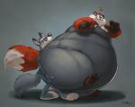 2020 3_toes 4_fingers anthro anthro_on_anthro artfulreggie barefoot big_cheeks biped black_claws black_finger_claws black_nose black_toe_claws blue_clothing blue_shirt blue_topwear bottomless bottomless_anthro bottomless_male brown_body brown_ears brown_feet brown_fur brown_hands brown_pawpads canid canine canis claws closed_smile clothed clothed_anthro clothed_male clothing countershade_face countershade_feet countershade_fur countershade_torso countershading denim denim_clothing denim_overalls digital_media_(artwork) dipstick_ears dipstick_tail duo ear_markings ear_piercing ear_ring ear_stud eyebrows feet finger_claws fingers fox fur gloves_(marking) grey_body grey_clothing grey_fur grey_overalls hand_on_another&#039;s_butt hand_on_butt humanoid_hands inner_ear_fluff larger_anthro larger_male looking_at_another looking_back looking_back_at_another looking_down_at_another male male/male male_anthro mammal markings monotone_tail mouth_closed multicolored_body multicolored_ears multicolored_fur narrowed_eyes obese obese_anthro obese_male open_mouth overalls overalls_only overweight overweight_anthro overweight_male pawpads piercing plantigrade red_body red_fox red_fur red_tail ring_piercing rolled_up_sleeves shaded shirt side_view signature simple_background size_difference smaller_anthro smaller_male smile standing surprised_expression tail tail_markings teaselbone teaselbone_(character) teeth toe_claws toes topwear true_fox tuft two_tone_tail white_body white_claws white_countershading white_eyebrows white_finger_claws white_fur white_inner_ear white_tail white_toe_claws wolf