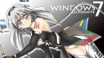  1girl 2000s_(style) 7-tan 7-tan_(ultimate) black_dress black_gloves boots breasts cable commentary_request dress elbow_gloves glasses gloves grey_eyes grey_hair highres leotard looking_at_viewer medium_breasts medium_hair mikuri_ouda original os-tan personification see-through_clothes solo white_boots white_leotard 