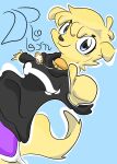 absurd_res andetheslayer animate_inanimate anthro canid canine female fur gesture hand_gesture hi_res mammal solo sticker thumbs_up yellow_body yellow_fur