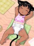  2010 ambiguous_gender animal_humanoid bib black_hair cat_humanoid clothed clothing diaper eyes_closed feline hair humanoid j7w lying mammal short_hair sleeping solo suntan tan_line toddler young 