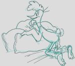 31_minutos anthro avian barefoot butt clothing curly_hair featureless_crotch feet female hair hi_res leg_warmers leg_warmers_only legwear nevergotenufhugs nude_anthro null patana pillow presenting presenting_hindquarters shaking_butt sketch soles solo solo_focus tail tail_motion tailwag teasing