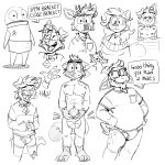 allcaps anthro antlers bandage baseball_cap black_and_white black_text blep bovid boxer_briefs briefs bulge canid canine canis caprine clothing collar collared_shirt covering covering_self darwin_(tinydeerguy) deer dialog_balloon domestic_dog dress_shirt embarrassed english_text eyes_closed eyewear female gary_(tinydeerguy) glasses goat group hands_on_covers hat headgear headwear hi_res holding_stomach horn laugh machine male mammal markings matt_riskely monochrome nipples nude open_mouth open_smile pantsless_male procyonid raccoon riley_(tinydeerguy) robot sam_(tinydeerguy) scared sharp_teeth shirt shirt_pocket smile spots spotted_markings sweater t-shirt teeth teeth_showing text tinydeerguy tongue tongue_out topwear under_covers underwear