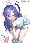  ! 1boy 1girl ^^^ absurdres black_halo blue_archive blue_eyes blue_hair blue_pajamas blue_shirt blue_shorts blush bow_hairband breasts cleavage clothes_pull collarbone commentary_request controller doodle_sensei_(blue_archive) drawing_flover embarrassed hairband halo highres holding holding_remote_control implied_vibrator long_hair looking_at_viewer medium_breasts nose_blush official_alternate_costume official_alternate_hairstyle open_mouth pajamas panties pink_panties pov pov_hands print_pajamas pussy_juice remote_control remote_control_vibrator sensei_(blue_archive) sex_toy shirt short_shorts shorts shorts_pull simple_background tearing_up thighs trembling underwear v-shaped_eyebrows vibrator white_background white_hairband wireless_sex_toy_controller yuuka_(blue_archive) yuuka_(pajamas)_(blue_archive) 