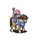  akashi_(kantai_collection) crossover fire_emblem horse kantai_collection long_hair lowres pink_hair pixel_art rw school_uniform serafuku troubadour_(fire_emblem) 