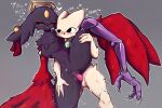 anthro arm_tuft avian_feet balls big_ears black_body black_eyes black_fur black_nose blush blush_lines bodily_fluids breasts chest_tuft dialogue duo ear_piercing eyelashes eyes_closed eyeshadow feathered_wings feathers featureless_breasts felid feline female floppy_ears forehead_gem fur gem genitals goumang_(nine_sols) grey_background halo heart_symbol hi_res konduktor lop_ears makeup male male/female mammal navel nine_sols nude open_mouth penetration penis piercing prosthetic prosthetic_leg prosthetic_limb red_body red_candle_games red_eyeshadow red_feathers sex shoulder_tuft simple_background solarian sweat sweatdrop tan_body tan_fur text thick_thighs tuft vaginal vaginal_penetration vulva wide_hips winged_arms wings yi_(nine_sols)