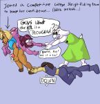 anthro big_clitoris bovid caprine carrying_another clitoris clothed clothing deer deltarune dragging_another dragon duo english_text female female/female genitals goat group hooves huge_clitoris human hyper hyper_clitoris hyper_genitalia kris_(deltarune) linebore male mammal mythological_creature mythological_scalie mythology new_world_deer noelle_holiday nude panicked_look panicking pantsless pantsless_anthro ralsei reindeer scalie shirt shoulder_carry steroids susie_(deltarune) text topwear undertale_(series)