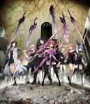  1boy 6+girls arimura_hinae belt belt_buckle black_dress black_jacket black_pants black_pantyhose black_shoes black_socks black_thighhighs blazer blonde_hair blood blood_on_clothes blood_on_face blood_on_leg blood_on_weapon blue_eyes blue_hair bow breasts brown_cardigan brown_eyes brown_hair buckle buttons cardigan chaos;child chest_bow collarbone collared_shirt copyright_name cropped_jacket cry-planet d-sword double-breasted dress dress_vest ears_visible_through_hair everyone floating floating_clothes floating_object floating_sword floating_weapon frown full_body glasses glowing glowing_weapon hair_between_eyes hair_bow hair_ornament hair_ribbon hekiho_academy hekiho_academy_school_uniform highres holding holding_sword holding_weapon hood jacket kazuki_hana kneehighs kunosato_mio kurusu_nono lab_coat lapels large_breasts leather_belt loafers lollipop_in_mouth long_hair long_sleeves looking_at_another looking_at_viewer medium_breasts minamisawa_senri miniskirt miyashiro_takuru multiple_girls multiple_hair_bows necktie notched_lapels one_side_up onoe_serika open_mouth pants pantyhose pink_eyes pink_hair ponytail purple_eyes purple_hair red-framed_eyewear red_bow red_eyes red_necktie ribbon sailor_collar school_emblem school_uniform serious shibuya_(tokyo) shirt shoes short_hair short_necktie side_ponytail sidelocks skirt small_breasts socks standing stray_hair sumo_sticker_(chaos;child) sword thick_thighs thighhighs thighs tokyo_(city) twintails v-shaped_eyebrows very_long_hair weapon white_belt white_hood white_sailor_collar white_socks white_thighhighs white_trim yamazoe_uki zettai_ryouiki 