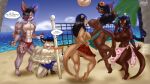 4_toes 5_fingers abs anthro asirya_cherubi athletic athletic_anthro athletic_male ball barefoot bat beach big_breasts big_muscles black_hair black_nose blood blush bodily_fluids bouncing_breasts breasts brown_body brown_fur butt canid canine canis clothed clothing darkshadow777 dialogue english_text feet female fingers fox fur grey_body grey_fur group hair hat headgear headwear hindpaw humanoid_hands hybrid kalea_(lei-lani) lei-lani malana_(lei-lani) male male/female mammal multicolored_body multicolored_fur muscular mustelid net nosebleed otter paws sand sarong sea sly_asakura speech_bubble speedo sport swimming_trunks swimwear tail text toes topless topless_anthro topless_female topless_male two_tone_body two_tone_fur volleyball volleyball_(ball) volleyball_net vulva water white_body white_fur wolf