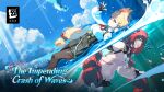  2girls alice_thymefield animal_ears black_gloves black_pantyhose black_skirt blonde_hair blue_sky breasts cardigan dutch_angle english_commentary english_text fingerless_gloves fish gloves green_eyes hand_up highres in_water key_visual long_hair medium_breasts multiple_girls ocean official_art orange_eyes pantyhose pink_cardigan promotional_art red_hair shirt skirt sky sphere_hair_ornament ukinami_yuzuha underwater water waves wet white_shirt yellow_eyes zenless_zone_zero 