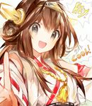  artist_name brown_hair detached_sleeves english face hairband kantai_collection kongou_(kantai_collection) long_hair looking_at_viewer namie-kun open_mouth solo upper_body 
