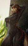 2025 5_fingers absurd_res anthro biped breasts brown_body brown_fur brown_hair brown_tail claws clothed clothed_anthro clothed_female clothing digital_media_(artwork) female finger_claws fingers front_view fur green_eyes hair handpaw hi_res looking_at_viewer mammal mustelid otter outside paws pizhma solo standing tail teeth wet wet_clothing