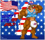 4th_of_july absurd_res andromorph anthro bear clothing eyewear eyewear_on_head five_nights_at_freddy&#039;s flag freddy_(fnaf) glasses glasses_on_head hat headgear headwear hi_res holidays humanoid intersex male mammal muscular muscular_anthro muscular_male nipples scottgames solo sondinker_fazbear&#039;s