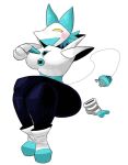 anthro big_breasts blue_body blue_clothing blue_footwear blue_shoes breasts clothing crossed_legs darkner deltarune empty_eyes felid female fingerless_gloves floating_hands footwear gloves handwear machine mammal mrdreamcatch_er open_mouth open_smile robot robot_anthro rosy_cheeks shoes shoulder_pads simple_background sitting smile solo tasque_manager thick_thighs topwear undertale_(series) white_background white_body white_clothing white_footwear white_shoes white_topwear wide_hips yellow_eyes