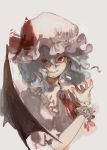  1girl bat_wings blue_hair embodiment_of_scarlet_devil hat hat_ribbon highres kagari_(kgr_000) mob_cap red_eyes remilia_scarlet ribbon smile solo touhou wings 