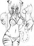  absurdres animal_ears breasts cat cat_ears cat_girl cat_tail greyscale highres inha inhabituels inhabituels_estudios long_hair monochrome sketch tail 