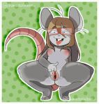 animated anthro big_vulva breasts brown_eyes chamiku chamkaskleiber clitoral clitoral_masturbation clitoris cukizilla eyewear female genitals glasses grey_body grey_skin mammal masturbation murid murine perfectos_desconocidos rat rat_tail red_eyewear red_glasses rodent short_playtime solo solo_focus spread_legs spreading tail tongue vaginal vaginal_masturbation vulva