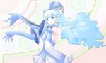  1girl blue_eyes blue_gloves blue_hair blue_leotard blue_ribbon breasts commentary_request dress elbow_gloves gloves hair_ribbon leotard long_hair medium_breasts original os-tan personification ribbon sato_(esuplusesu) sideboob snow_leopard-tan snow_leopard_ears solo upper_body very_long_hair white_dress 