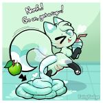 1:1 anus apple beverage blush border breath butt canid canine chikn_nuggit colored_feces dialogue digital_media_(artwork) drinking_straw english_text fairyfudge feces female female_pooping feral food food_scat fox fruit green_apple green_feces heart_symbol hi_res holding_beverage holding_object leg_markings looking_at_viewer looking_back mammal markings on_one_leg one_eye_closed paws plant pooping pooping_on_floor presenting presenting_hindquarters quadruped question_mark raised_tail rear_view scatplay signature slushi_(chikn_nuggit) slushie smile socks_(marking) solo standing tail talking_to_viewer text unusual_feces vulva white_border