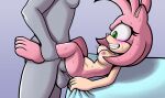 2025 ambiguous_penetration amy_rose anthro anthro_penetrated balls blush bodily_fluids breasts clenching_sheets eulipotyphlan female fourssss from_front_position genitals hedgehog hi_res interspecies looking_pleasured lying male mammal missionary_position motion_lines multicolored_body nipples on_back penetration penis sega sex size_difference sonic_the_hedgehog_(series) sweat two_tone_body