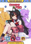  4girls :d absurdres animal_ear_fluff animal_ears black_hair black_shorts black_socks character_name character_select commentary_request double-parted_bangs english_text fang flipped_hair hair_ornament hairclip handheld_game_console highres holding holding_handheld_game_console hololive hololive_gamers inugami_korone jacket knees_up long_hair multicolored_hair multiple_girls nekomata_okayu official_alternate_costume ookami_mio open_mouth pink_jacket pixel_art_inset red_hair red_shirt sailor_collar sailor_shirt shirakami_fubuki shirt shoes shorts sidelocks single_off_shoulder sitting sleeveless sleeveless_shirt smile sneakers socks solo_focus streaked_hair tail thigh_strap tsukino_(nakajimaseiki) very_long_hair virtual_youtuber white_sailor_collar wolf_ears wolf_girl wolf_tail yellow_eyes 