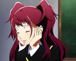  1girl animated animated_gif eyes_closed kujikawa_rise persona persona_4 red_hair twintails 