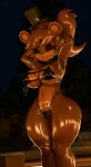 3d_(artwork) absurd_res animatronic anthro bear big_breasts bikini breasts clothing digital_media_(artwork) eyes_closed female five_nights_at_freddy&#039;s freddy_(fnaf) fredina&#039;s_nightclub frenni_(cryptiacurves) hands_behind_head hat headgear headwear hi_res ikytaru machine mammal robot scottgames smile solo standing swimwear thick_thighs top_hat two-piece_swimsuit wet wet_body wide_hips