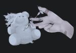  1other bandaid_on_finger bandaid_on_wrist black_background black_nails commentary_request fingernails hand_focus holding holding_syringe jewelry long_fingernails mano_aaa nail_polish original ring simple_background solo stuffed_animal stuffed_toy stuffing syringe teddy_bear 