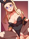  1boy 1girl :d alternate_costume animal_ear_hairband animal_ears black_hairband black_jacket black_leotard black_pantyhose blonde_hair border breasts censored choker cleavage clothing_aside collarbone commentary_request covered_navel cowgirl_position dragon_quest dragon_quest_xi fake_animal_ears fishnet_pantyhose fishnets gradient_background groin_tendon hair_slicked_back hairband heart heart_choker highres jacket jacket_partially_removed large_breasts leotard leotard_aside long_hair looking_down mimizunooka mosaic_censoring navel open_mouth paid_reward_available pantyhose partial_commentary partially_undressed penis pink_background playboy_bunny purple_eyes pussy rabbit_ears red_choker senya_(dq11) sex smile solo_focus straddling strapless strapless_leotard sweat tears torn_clothes torn_pantyhose vaginal variant_set white_border 