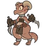  big_thighs clothing collar dagger gloves horn kobold loincloth melee_weapon piko reptile scalie squiddy62 weapon 