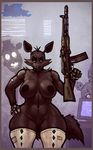  2015 ak-47 animatronic anthro anthrofied assault_rifle bear big_breasts breasts canine clothing computer female five_nights_at_freddy&#039;s fox foxy_(fnaf) freddy_(fnaf) fur glowing glowing_eyes gun hand_on_hip inside lagomorph legwear looking_at_viewer machine mammal mechanical pubes pussy rabbit ranged_weapon red_eyes rifle robot sharp_teeth sligarthetiger solo_focus springtrap_(fnaf) teeth thigh_highs video_games voluptuous weapon wide_hips 