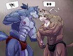 abs anthro biceps big_muscles clothing duo facial_hair fur male mammal muscles nipples pecs tsukigata underwear 
