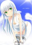 aoki_hagane_no_arpeggio blue_hair camisole downblouse green_eyes highres iona ju_(old505) long_hair panties smile solo thighhighs underwear 