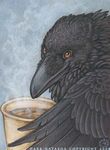  2015 ambiguous_gender avian beak bird black_feathers coffee dark_natasha drink feral raven solo wings 