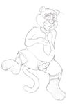  anthro balls chubby circumcised clothing disney douglas_benson erection feline front_view humanoid_penis legwear looking_at_viewer mammal monochrome necktie neenya nude pencil_(artwork) penis small_penis socks solo spread_legs spreading talespin traditional_media_(artwork) 