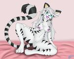  2015 breasts claws feline hair long_hair long_tail looking_at_viewer mammal neronova nipples nude open_mouth pose pussy spread_legs spreading stripes tiger 