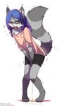  2015 ambiguous_gender angry anthro blush clothing digitigrade fur girly hair looking_at_viewer mammal miri omorashi open_mouth peeing plain_background raccoon shaking solo standing tongue urine wetting young 