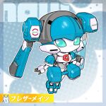  1girl absurdres android belt blazermate chibi flintlock_(bb1-dog-to-free) green_eyes highres humanoid_robot joints mechanical_hair medarot medarot_navi no_mouth no_nose o-ring o-ring_belt robot robot_girl robot_joints 